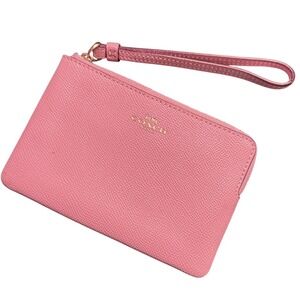 Coach Pink Leather Wristlet Pouch‎ Clutch Cosmetic Bag 58032